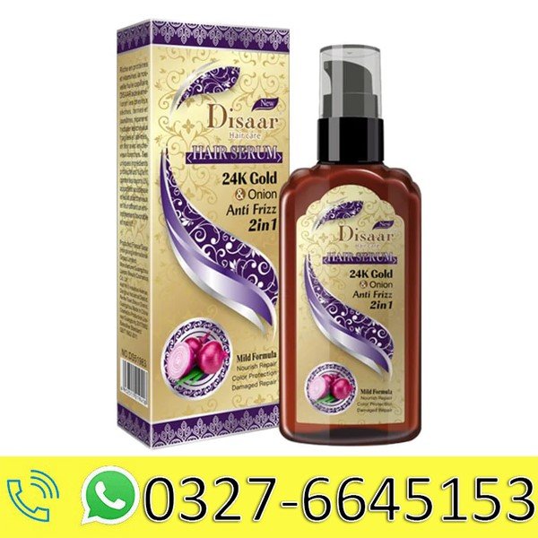 Disaar Hair Serum 2In1 24K Gold & Onion Anti Frizz Mild Formula 120Ml in Pakistan